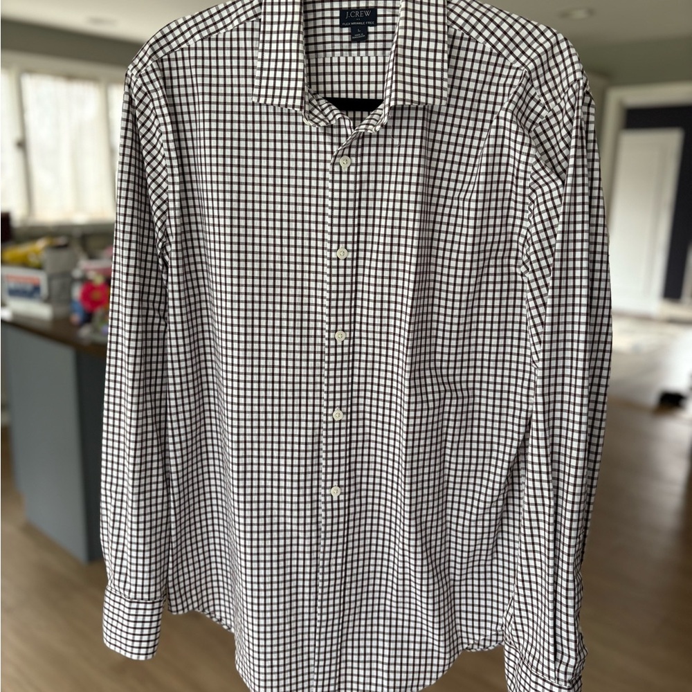 Men's Maroon and White Checkered Shirt